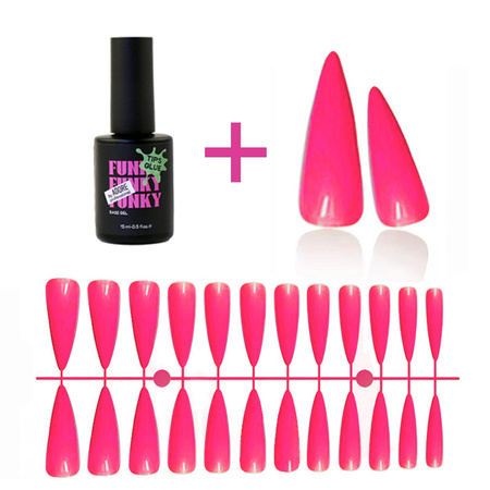 Gel tips for nail extension pink stylet 240 pcs + ADORE Funky Tips Glue Gel 15 ml