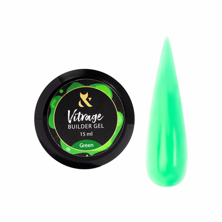 F.O.X Vitrage Builder gel Green будівельний гель вітражний, 15 ml