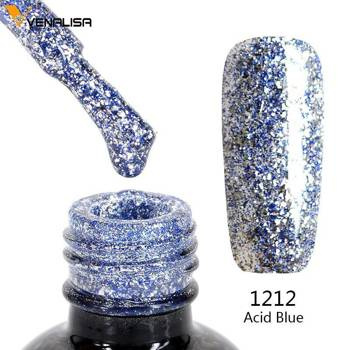 Gel nail polish with liquid foil effect Venalisa Platinum 1212 silver-blue 12 ml