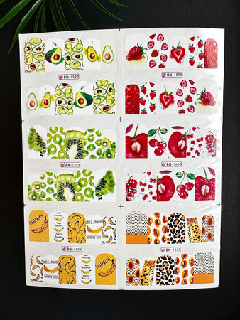 Water stickers for manicure, nail art, fruit, BN-1597, sheet of 6 pcs