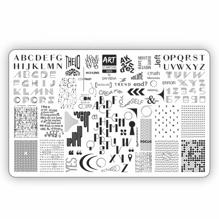 Blaszka płytka do stempli zdobienia paznokci Art stamping plate 03 Litery