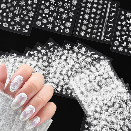 Nail stickers self-adhesive Christmas winter white snowflakes XH-29