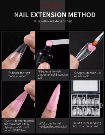 Dual forms nail extensions Arch squares YCJM-07 with a perfect C-curve, set of 120 pcs