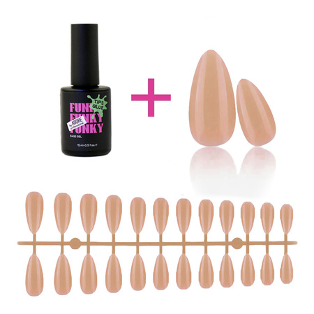 Gel tips for nail extension Nude almond 240 pcs + ADORE Funky Tips Glue Gel 15 ml