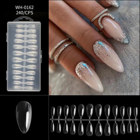 Set of extension  gel nails, transparent, 240 pcs + ADORE Gel glue 15ml