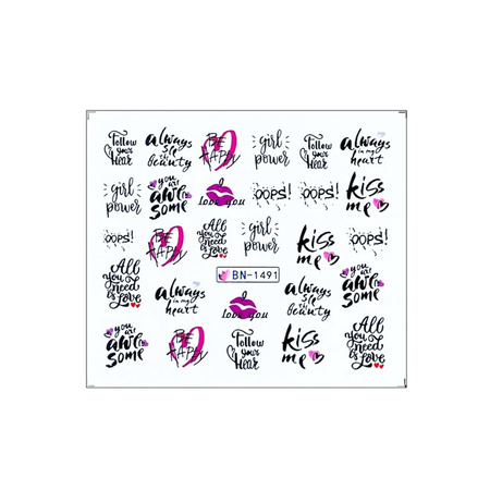 Water stickers for manicure, nail art, writings, BN-1491