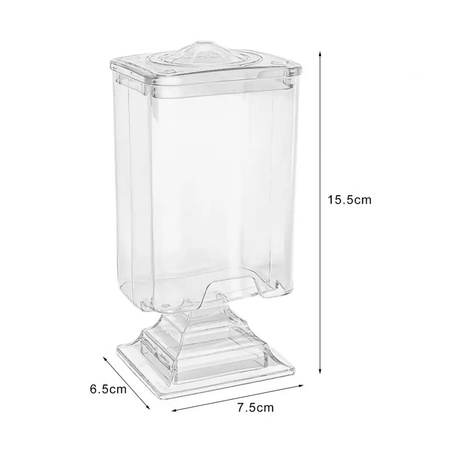 Transparent container for dust-free / cosmetic cotton pads on a leg