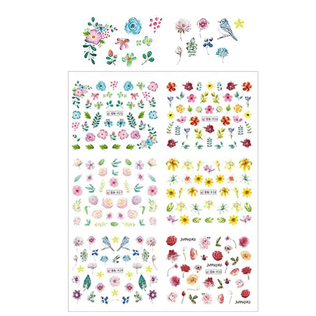 Water stickers for manicure, nail art, flowers, BN-925, sheet of 6 pcs