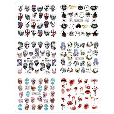 Water stickers for manicure, nail art, Halloween, BN-1435, sheet of 6 pcs