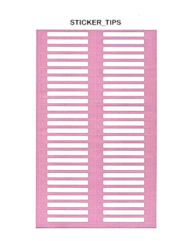 Stickers for stencils for applying descriptions and numbering of varnishes, pink