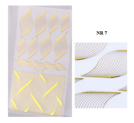 Nail stickers 3D self-adhesive gold waves abstract FL2023