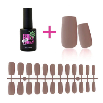 Gel tips for nail extension Latte square 240 pcs + ADORE Funky Tips Glue Gel 15 ml