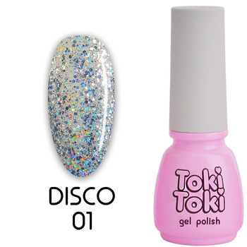 Lakier hybrydowy Toki-Toki Disco 01 holograficzny z brokatem 5ml