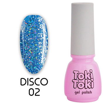 Lakier hybrydowy  Toki-Toki Disco 02 niebieski z brokatem 5ml