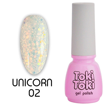 Lakier hybrydowy Toki-Toki Unicorn UN02 mleczny z brokatem 5ml