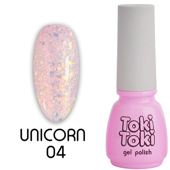 Lakier hybrydowy Toki-Toki Unicorn UN04 różowy z brokatem 5ml