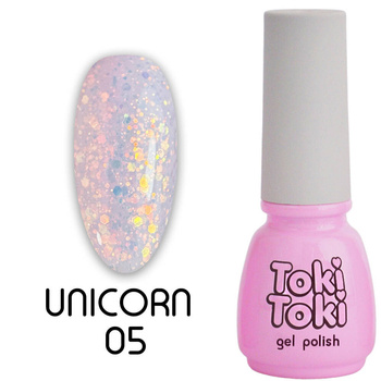 Lakier hybrydowy Toki-Toki Unicorn UN05 fioletowy z brokatem 5ml