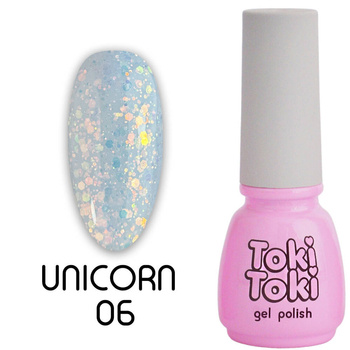 Lakier hybrydowy Toki-Toki Unicorn UN06 niebieski z brokatem 5ml