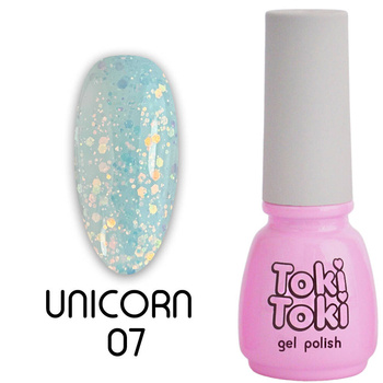 Lakier hybrydowy Toki-Toki Unicorn UN07 zielony z brokatem 5ml