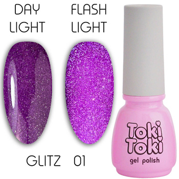 Lakier hybrydowy odblaskowy Toki-Toki Glitz GZ01 fioletowy 5ml