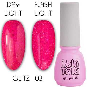 Lakier hybrydowy odblaskowy Toki-Toki Glitz GZ03 różowy  5ml