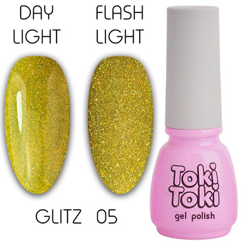 Lakier hybrydowy odblaskowy Toki-Toki Glitz GZ05 żółty 5ml