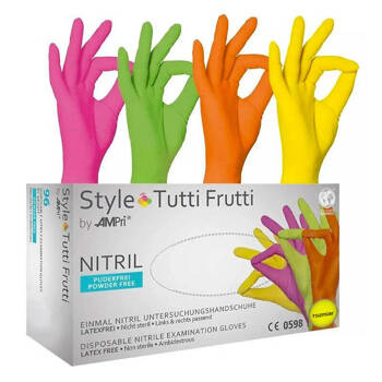 Rękawiczki nitrylowe bezpudrowe TUTTI FRUTTI S
