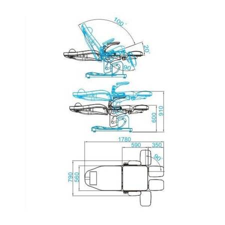 Fotel podologiczny elektr. Azzurro 709A 3 siln. szary