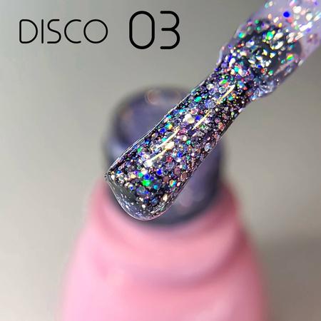 Lakier hybrydowy  Toki-Toki Disco 03 fioletowy z brokatem 5ml