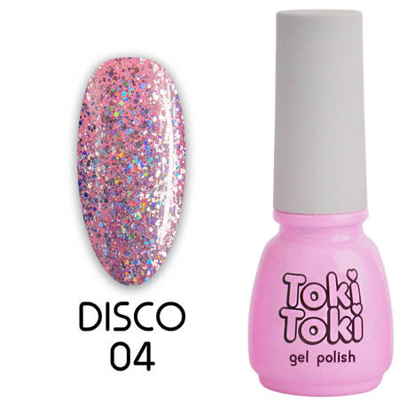 Lakier hybrydowy  Toki-Toki Disco 04 różowy z brokatem 5ml