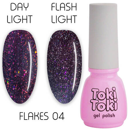 Lakier hybrydowy odblaskowy Toki-Toki Flakes 04 różowy 5ml