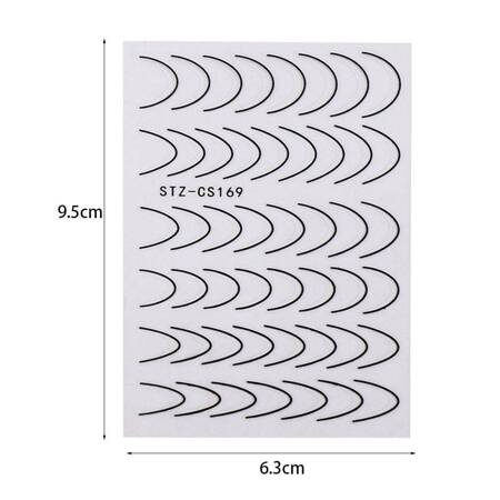 Naklejki do paznokci HIT SEZONU! Metalowe Francuskie paski STZ-CS169 Czarny