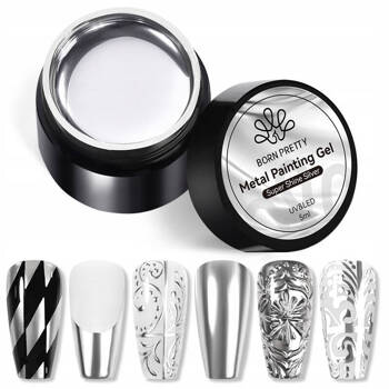 Гель-краска металлическая для дизайна ногтей SUPER SHINE Metal Paint gel серебряная 5 мл