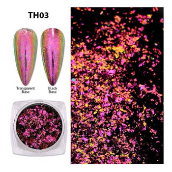 Радужные хлопья для дизайна ногтей Юки Хамелеон TH03