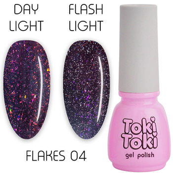 Светоотражающий гель-лак для ногтей Toki Toki Flakes 04 розовый 5ml