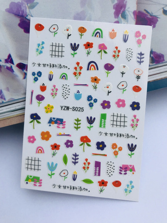 Наклейки для дизайна ногтей самоклеящиеся цветы YZW-S025