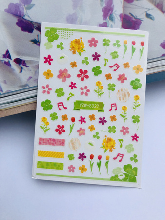Наклейки для дизайна ногтей самоклеящиеся цветы YZW-S027