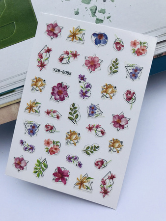 Наклейки для дизайна ногтей самоклеящиеся цветы YZW-S085