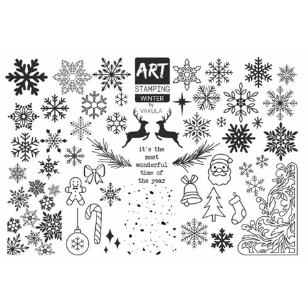 Пластина для стемпинга Art stamping plate by Vakula Nails winter C026