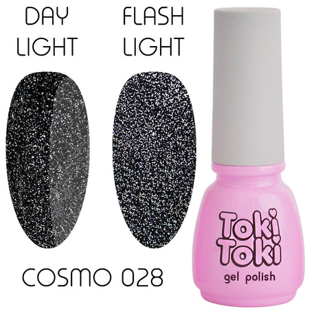 Светоотражающий гель-лак для ногтей Toki Toki Cosmo 28 черный 5ml