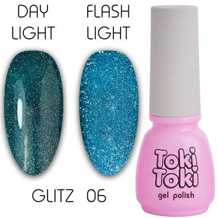 Светоотражающий гель-лак для ногтей Toki Toki Glitz GZ06 зеленый 5ml