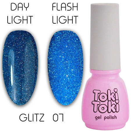 Светоотражающий гель-лак для ногтей Toki Toki Glitz GZ07 светло-голубой 5ml