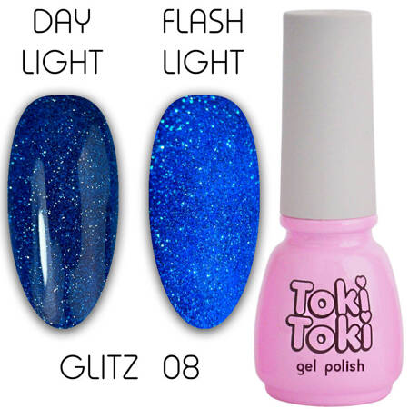 Светоотражающий гель-лак для ногтей Toki Toki Glitz GZ08 голубой 5ml