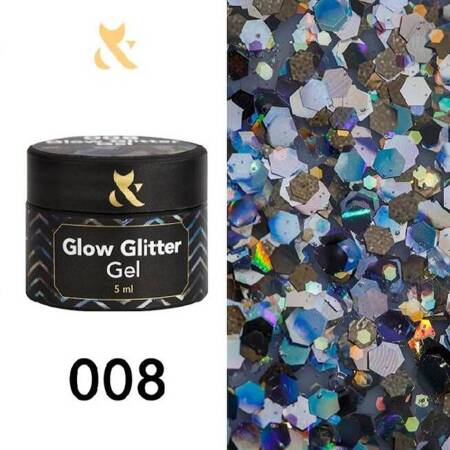 F.O.X Glow Glitter Gel глитер для дизайна 008, 5 ml
