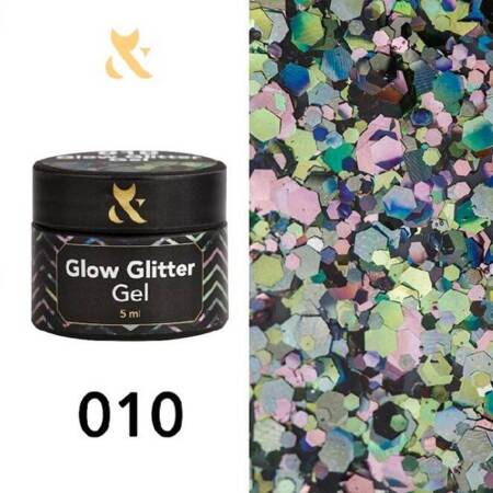 F.O.X Glow Glitter Gel глитер для дизайна 010, 5 ml