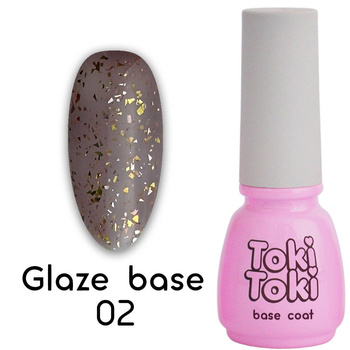 База каучукова Toki Toki Glaze Base GL02 коричневий із золотою поталлю, 5 мл