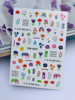 Наклейки для дизайну нігтів самоклеючі квіти YZW-S025