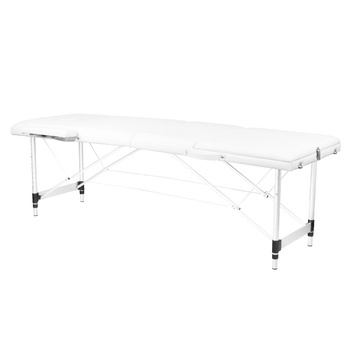 Професійний складний масажний стіл 3 сегменти з алюмінієвими ніжками, білого кольору KOMFORT FIZJO 3