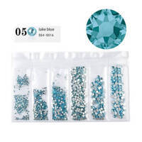 Скляні стрази для нігтів блакитний 05 набір 6 розмірів 1,5-3,0мм