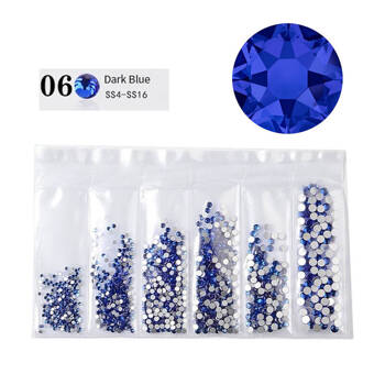 Скляні стрази для нігтів блакитний 06 набір 6 розмірів 1,5-3,0мм